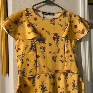 Yellow floral midi dress